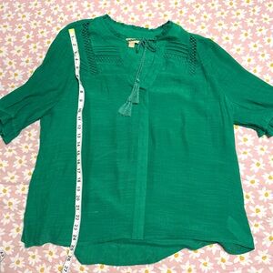 Elegant Green Blouse with Tassel Accent